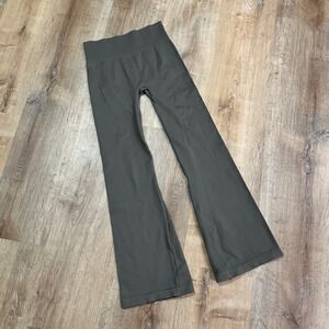 OQQ | Brown Ribbed Stretch Knit High Waist Lounge Flare Leggings